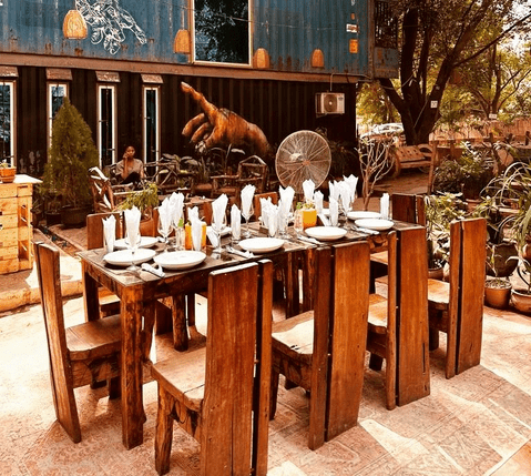 The outdoor seating area