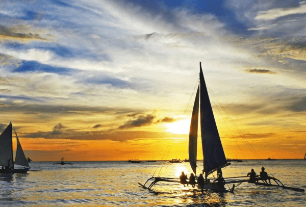 Paraw Sailing at Sunset
